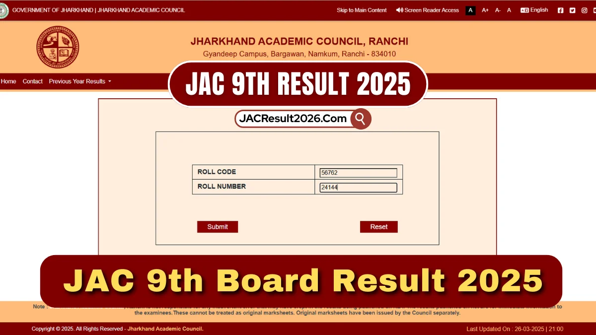 JAC 9th Result 2025